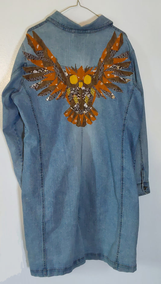 Denim Jacket - Owl, Brown