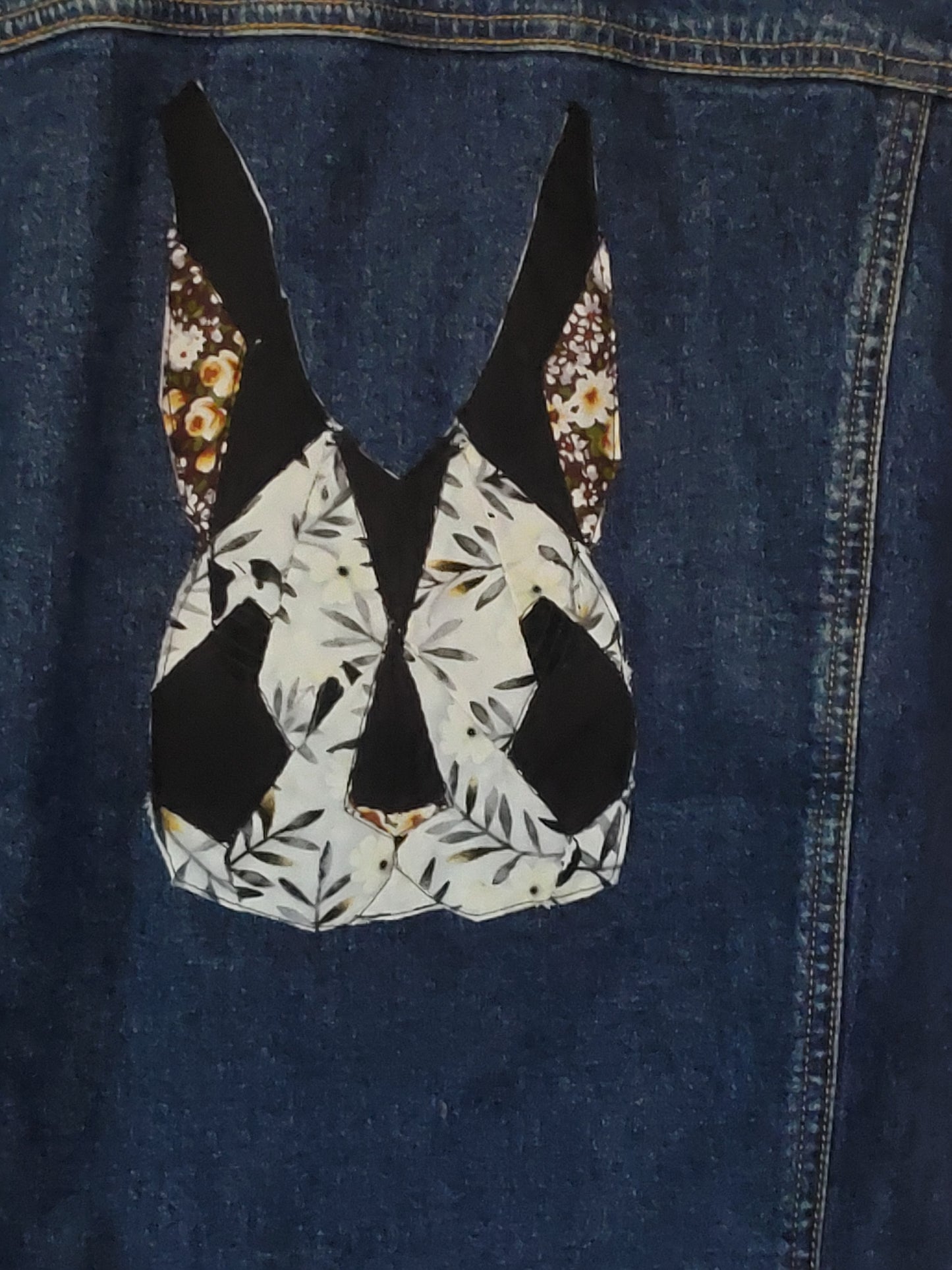 Denim Jacket - Rabbit, Black and White