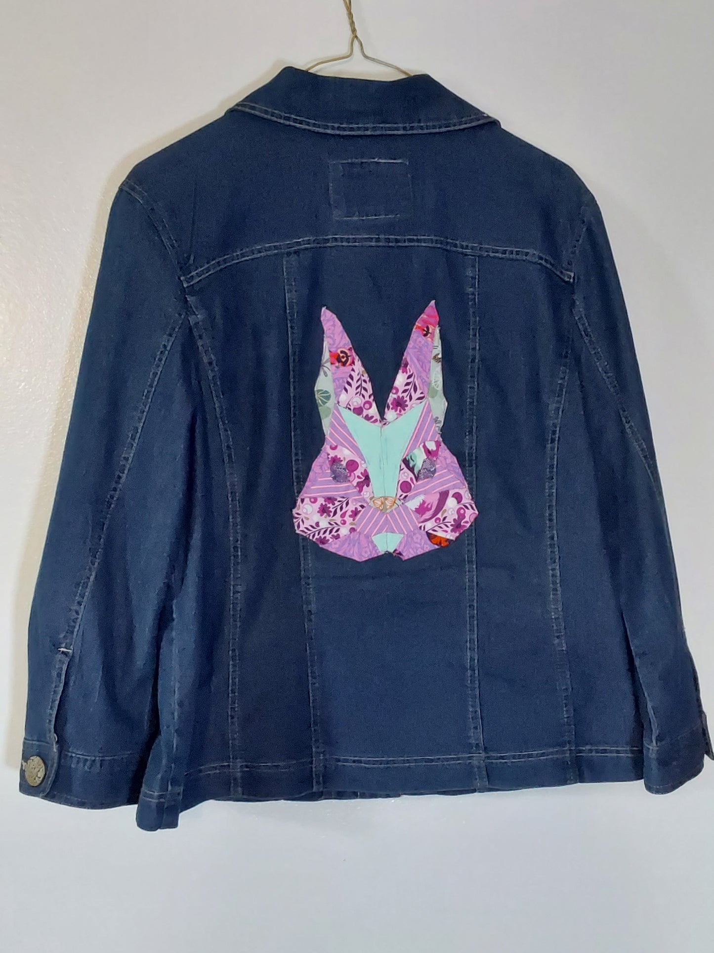 Denim Jacket - Rabbit, Pink and Teal