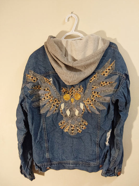 Denim Jacket - Owl, Grey